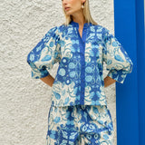 Saskia Balloon Shirt in Oceania | Fate + Becker