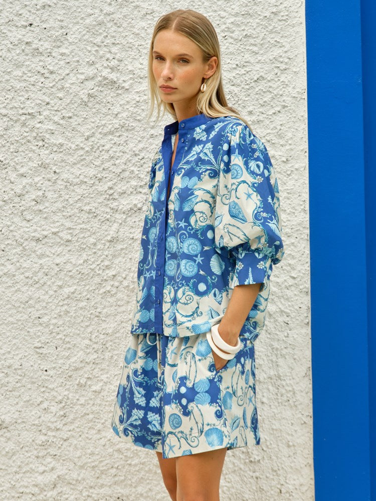 Saskia Balloon Shirt in Oceania | Fate + Becker - view 2