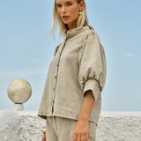 Saskia Balloon Shirt in Parchment | Fate + Becker - view 3
