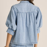 Lila Denim Balloon Shirt - Light Wash