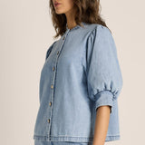Lila Denim Balloon Shirt - Light Wash