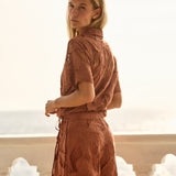 Colette Lace Shirt in Red Clay | Fate + Becker - view 2