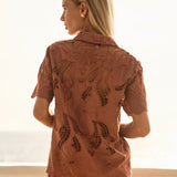 Colette Lace Shirt in Red Clay | Fate + Becker - view 3