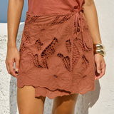 Colette Lace Skort in Red Clay | Fate + Becker - view 2