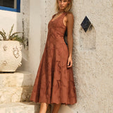 Alessia Lace Midi Dress in Red Clay | Fate + Becker - view 2
