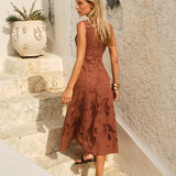 Alessia Lace Midi Dress in Red Clay | Fate + Becker - view 3