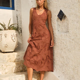 Alessia Lace Midi Dress - Red Clay