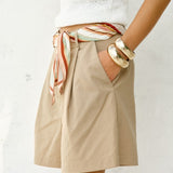 Mirabel Scarf Short in Taupe | Fate + Becker - view 3