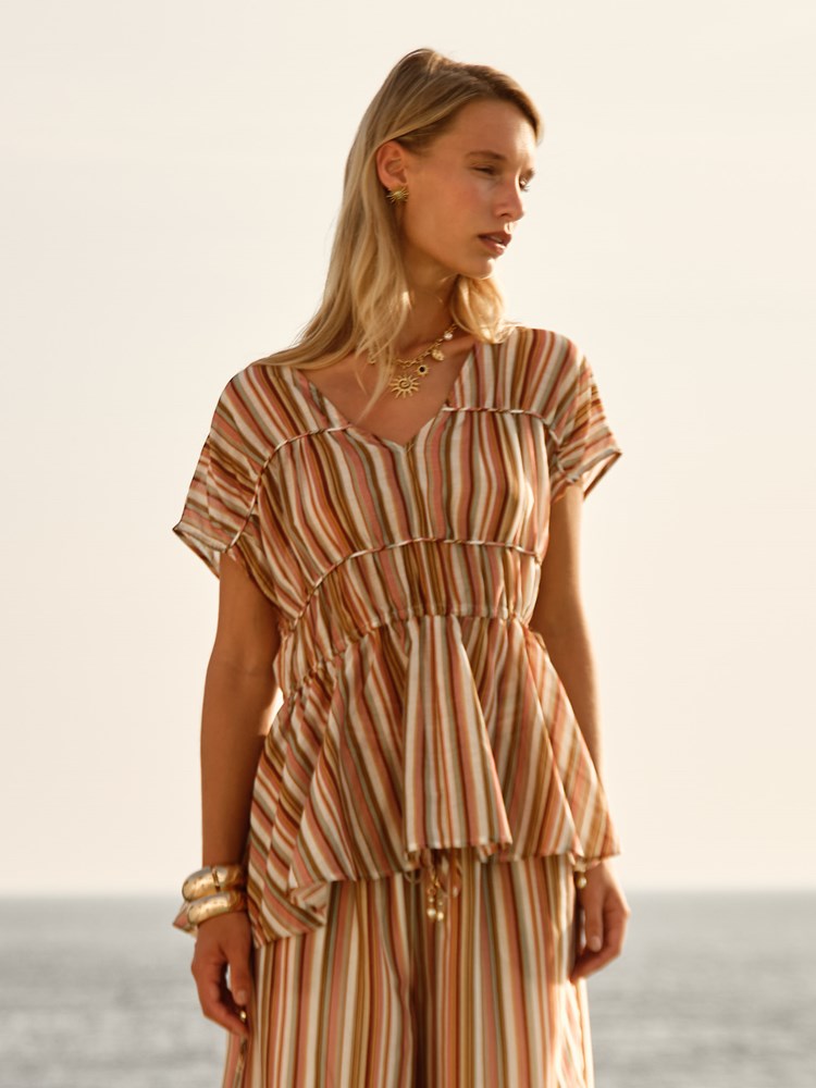 Ophelia Top in Sandbar Stripe | Fate + Becker - view 2