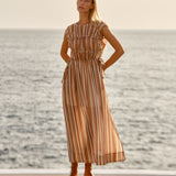 Callista Midi Dress in Sandbar Stripe | Fate + Becker - view 2