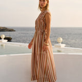 Callista Midi Dress in Sandbar Stripe | Fate + Becker - view 3
