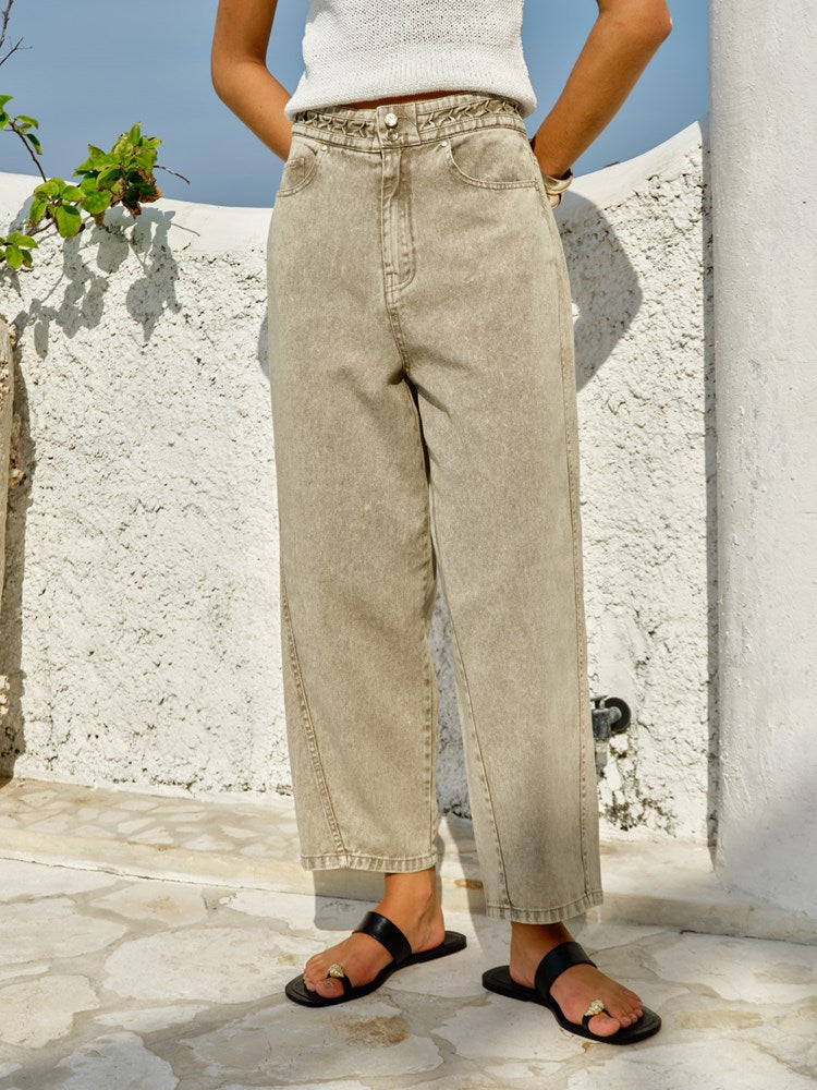 Fiora Barrel Leg Jean in Parchment | Fate + Becker