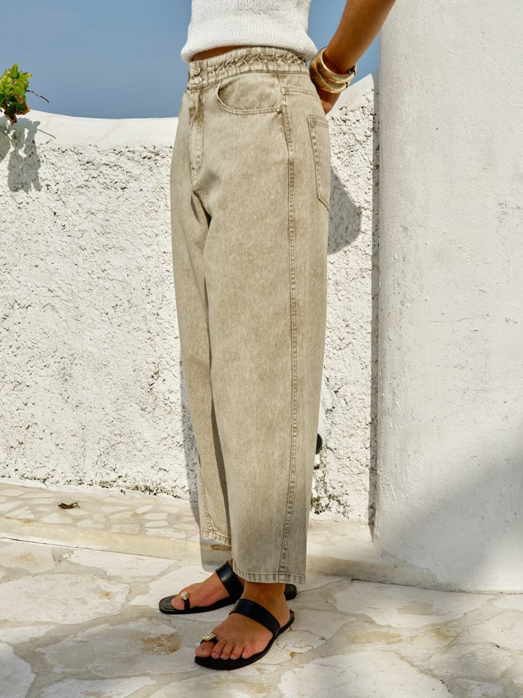Fiora Barrel Leg Jean in Parchment | Fate + Becker - view 2