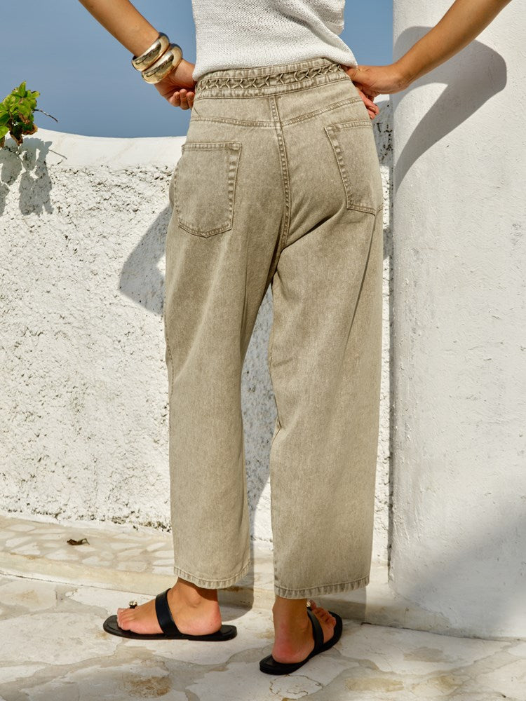 Fiora Barrel Leg Jean in Parchment | Fate + Becker - view 3
