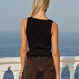 Ingrid Applique Tank in Black | Fate + Becker - view 3