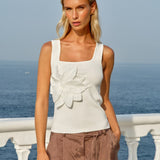 Ingrid Applique Tank in White | Fate + Becker