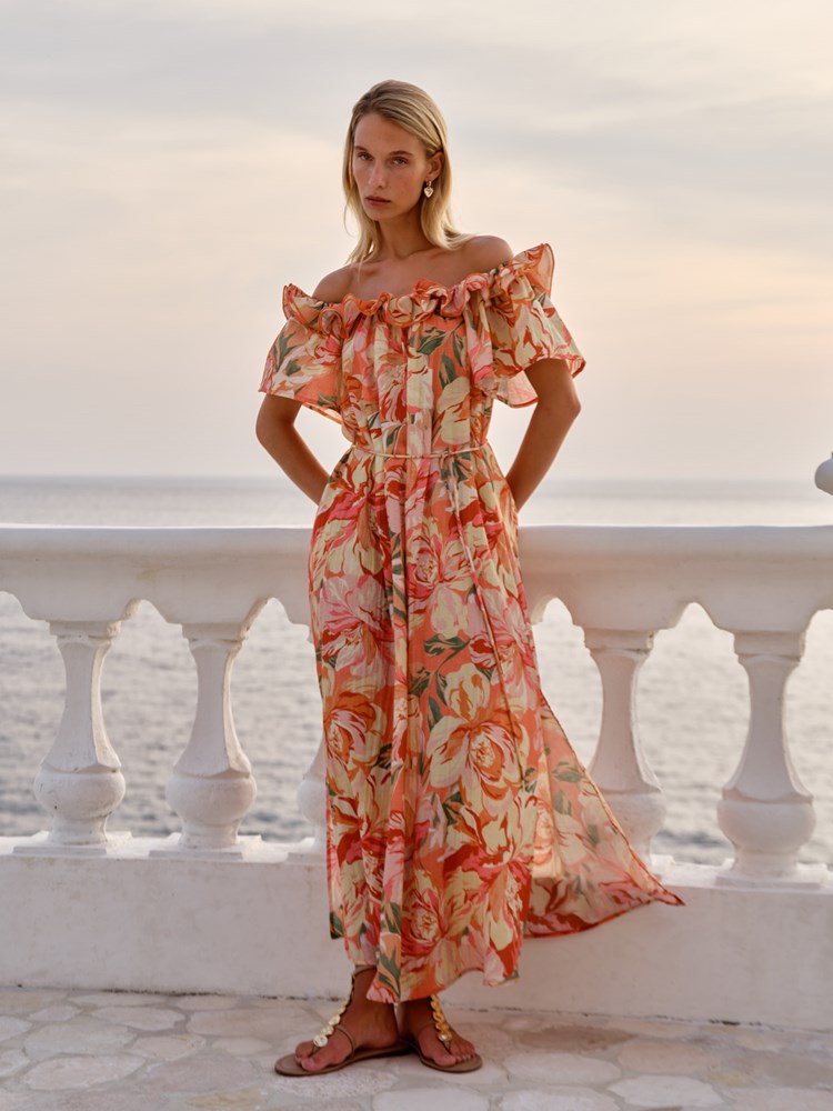 Cosima Floral Midi Dress in Petal | Fate + Becker - view 2