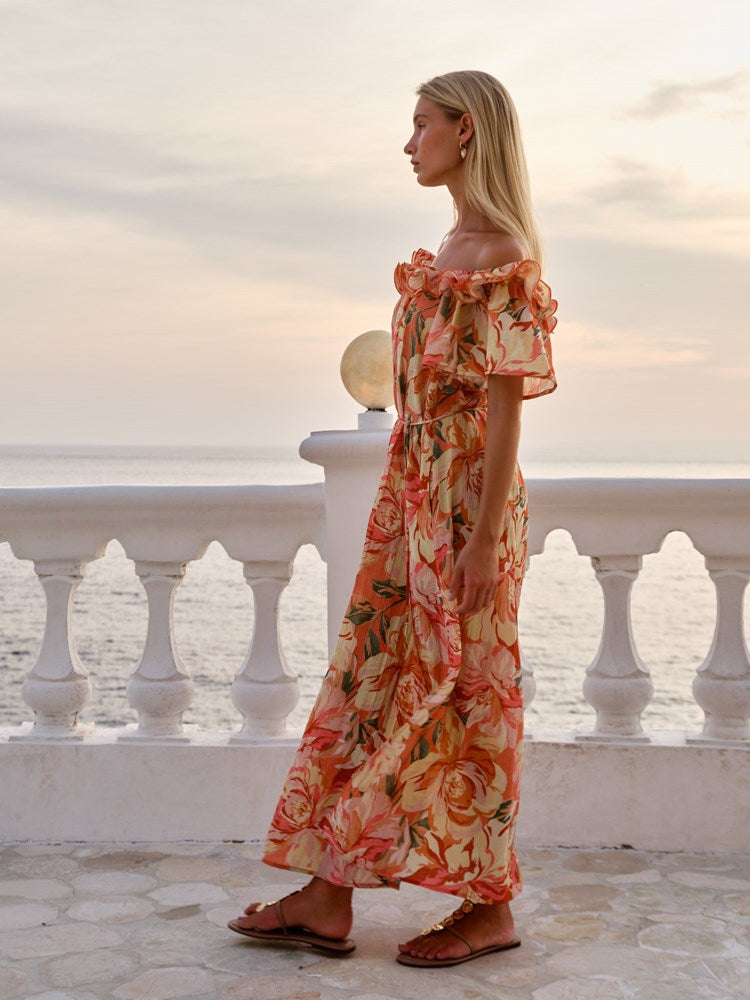 Cosima Floral Midi Dress in Petal | Fate + Becker - view 3
