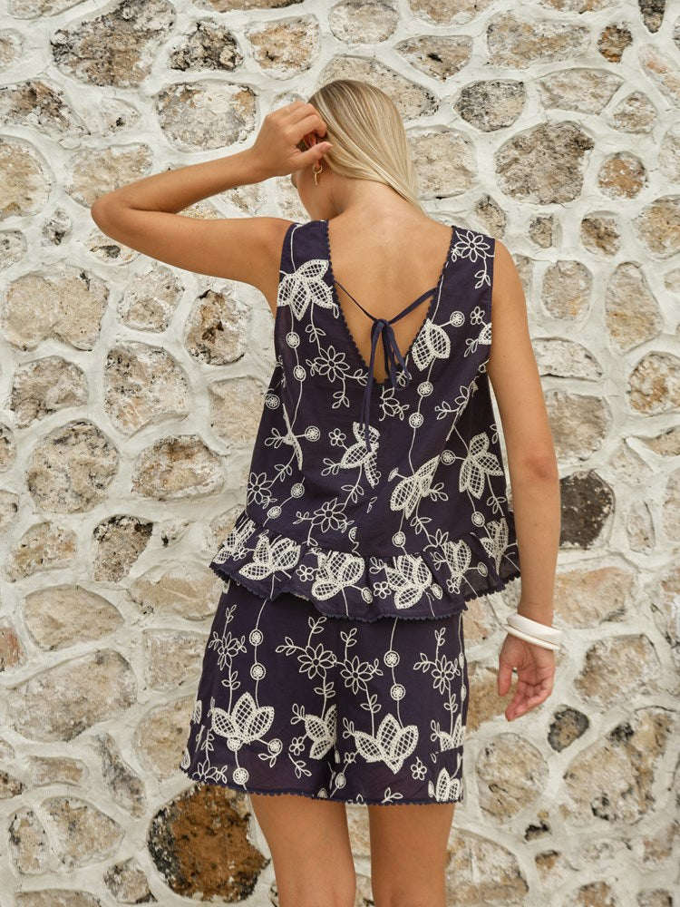 Camilla Tank in Navy | Fate + Becker - view 3
