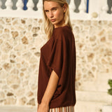 Irises V-Neck Top in Chocolate | Fate + Becker - view 3