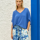 Irises V-Neck Top in Cobalt | Fate + Becker