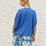 Irises V-Neck Top in Cobalt | Fate + Becker - view 3