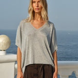 Irises V-Neck Top in Silver | Fate + Becker