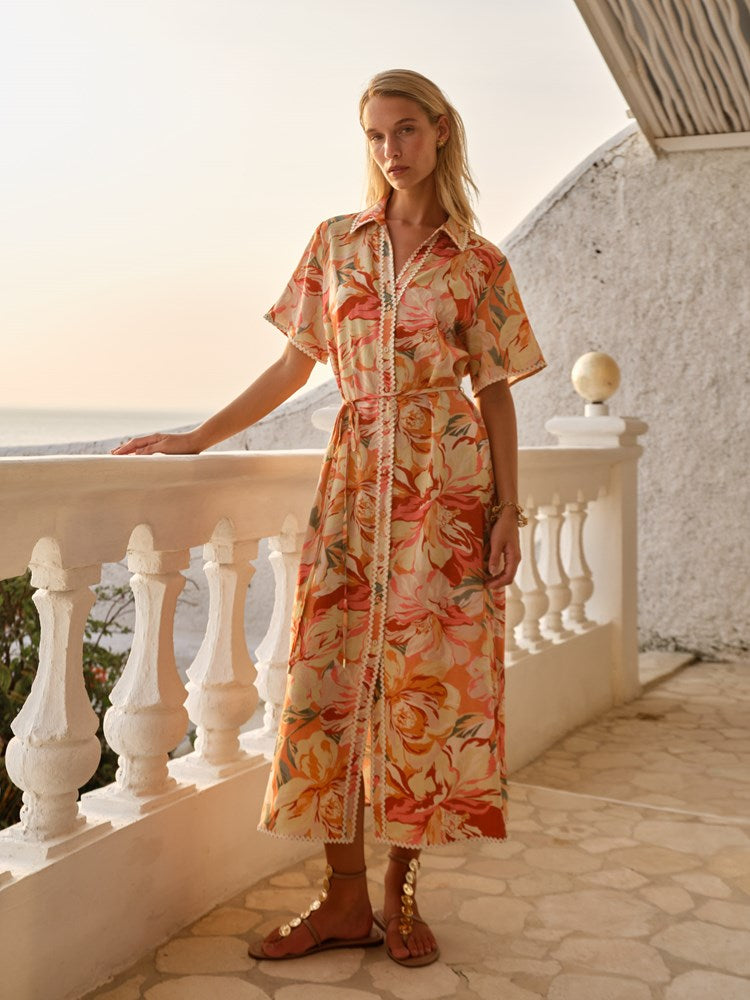 Elodie Midi Shirt Dress in Petal | Fate + Becker