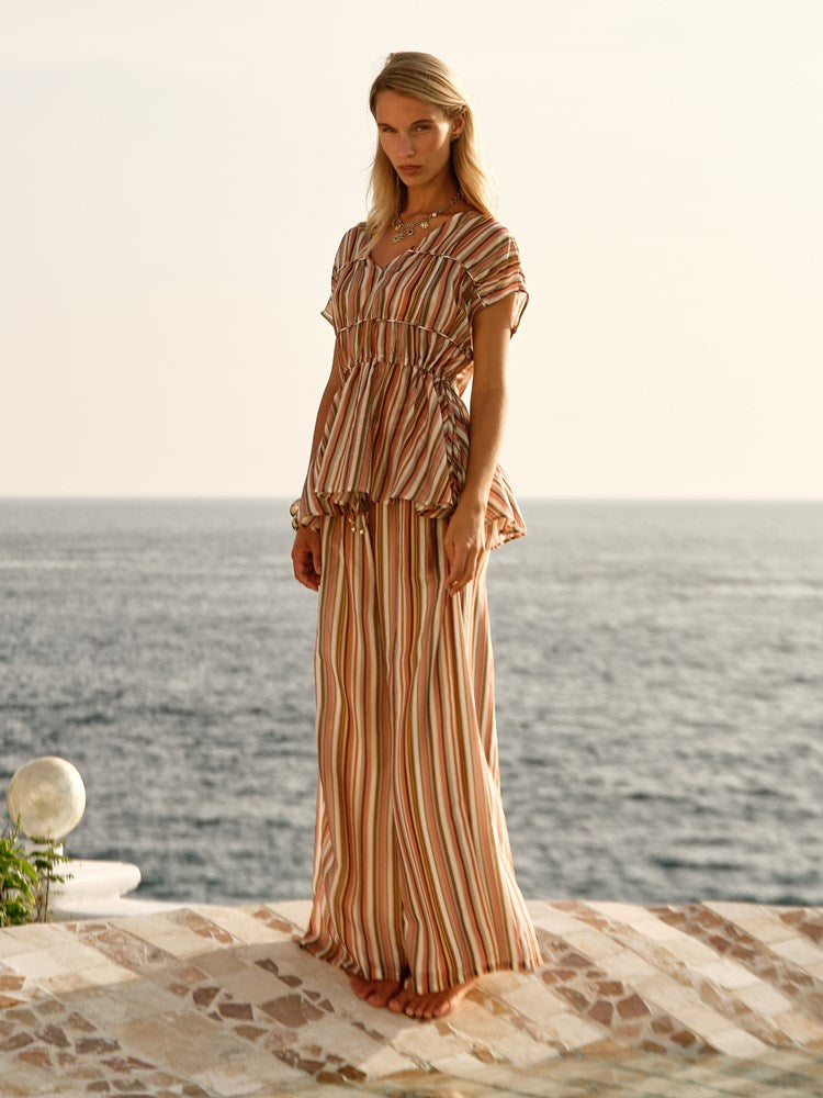 Elysia Pant in Sandbar Stripe | Fate + Becker