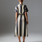 Heartstopper Short Sleeve Midi Dress - Navy Stripe