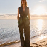 Zephyr Straight Leg Pant - Navy Pinstripe