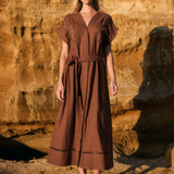 Aven Embroidered Dress - Cinnamon