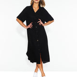 Statues Shirt Dress - Black