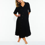 Statues Shirt Dress - Black