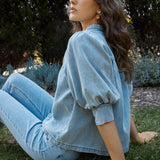 Lila Denim Balloon Shirt - Light Wash