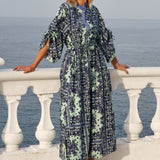 Dominica Dress - Mint and Navy