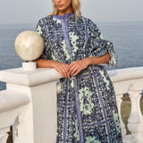 Dominica Dress - Mint and Navy