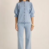 Lila Denim Balloon Shirt - Light Wash