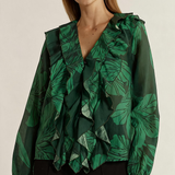 Lynn Ruffle Blouse - Evergreen