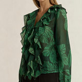 Lynn Ruffle Blouse - Evergreen