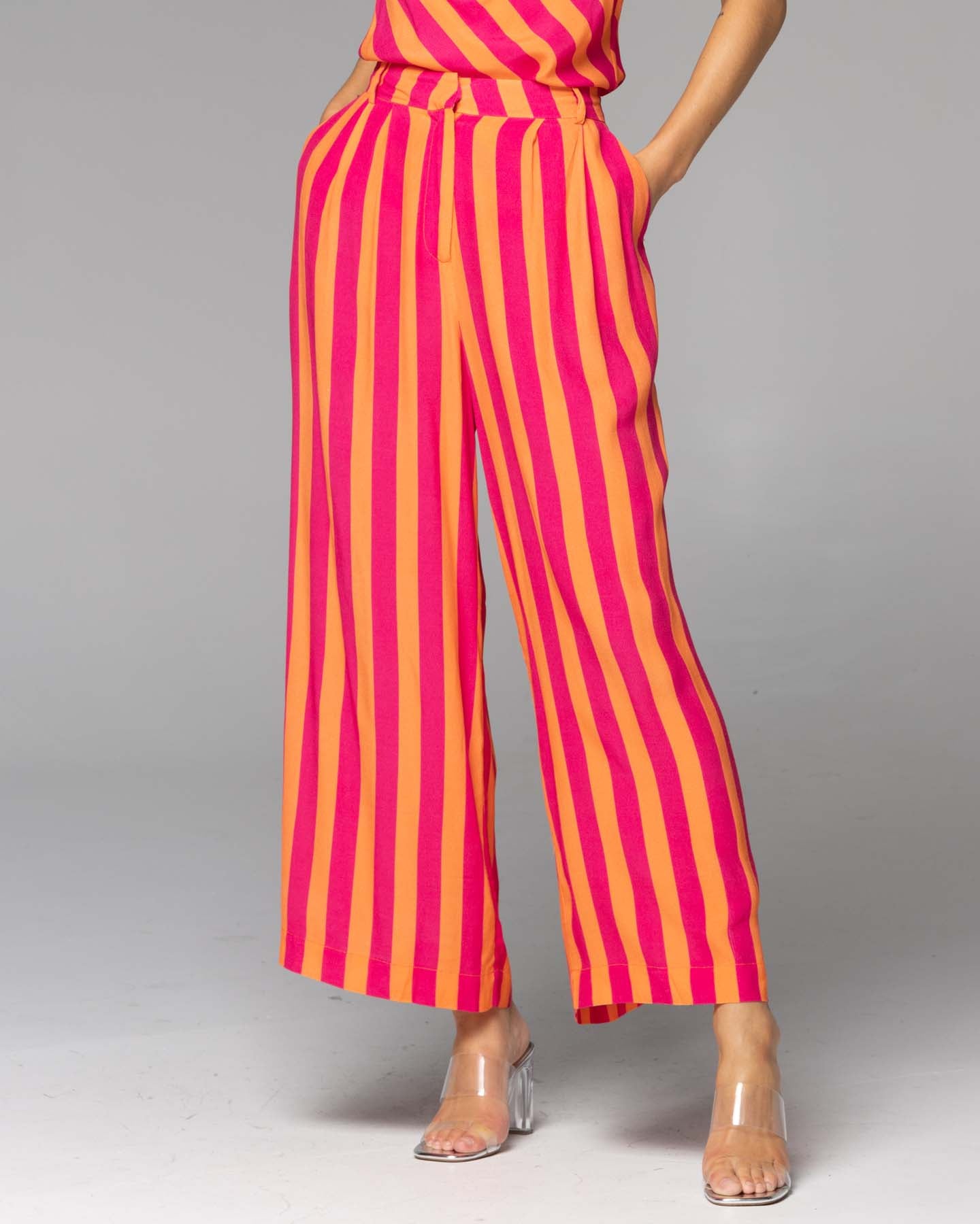 Wonderland Wide Leg Pant - Pink Orange Stripe – FATE+BECKER