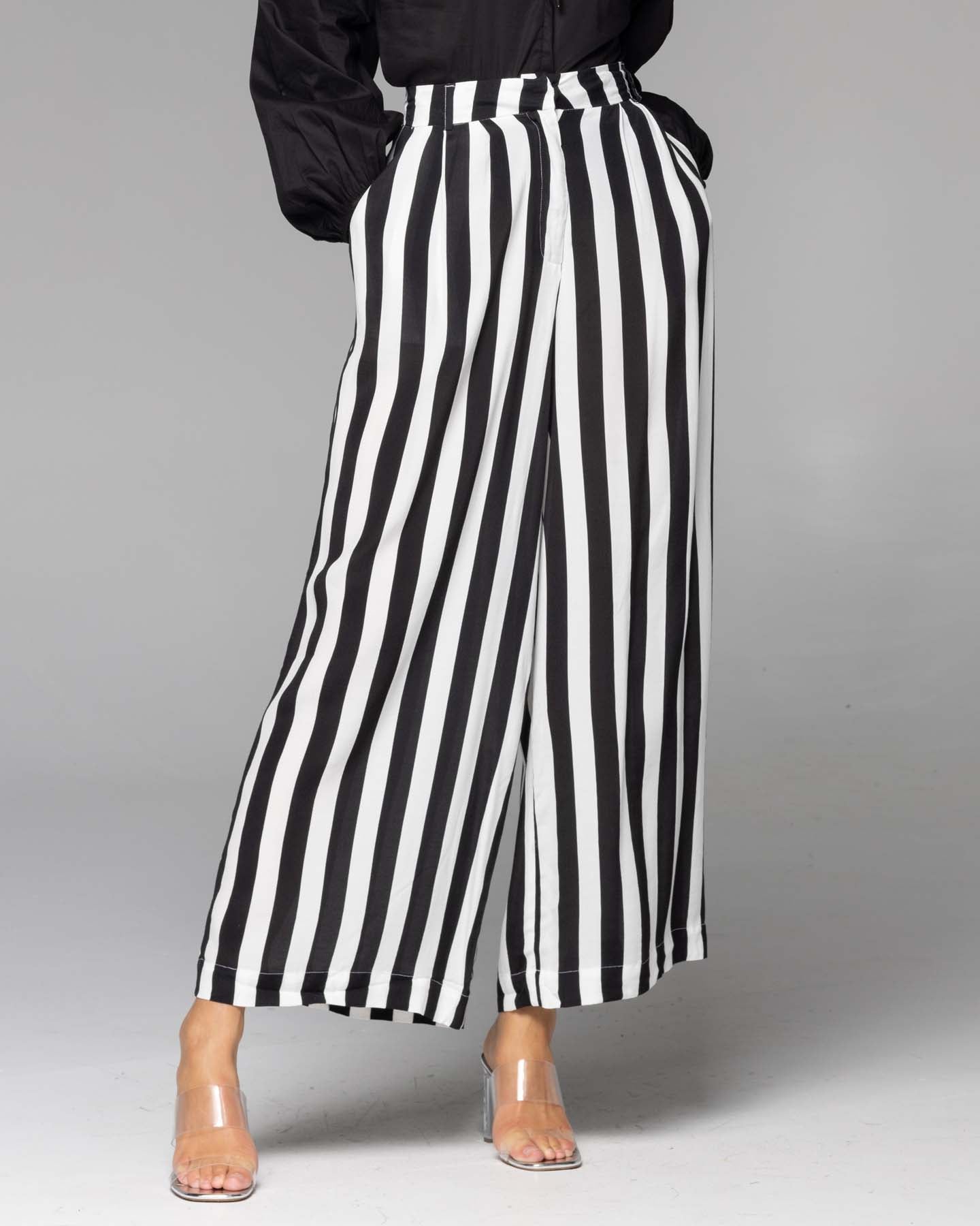 Wonderland Wide Leg Pant - Black White Stripe – FATE+BECKER