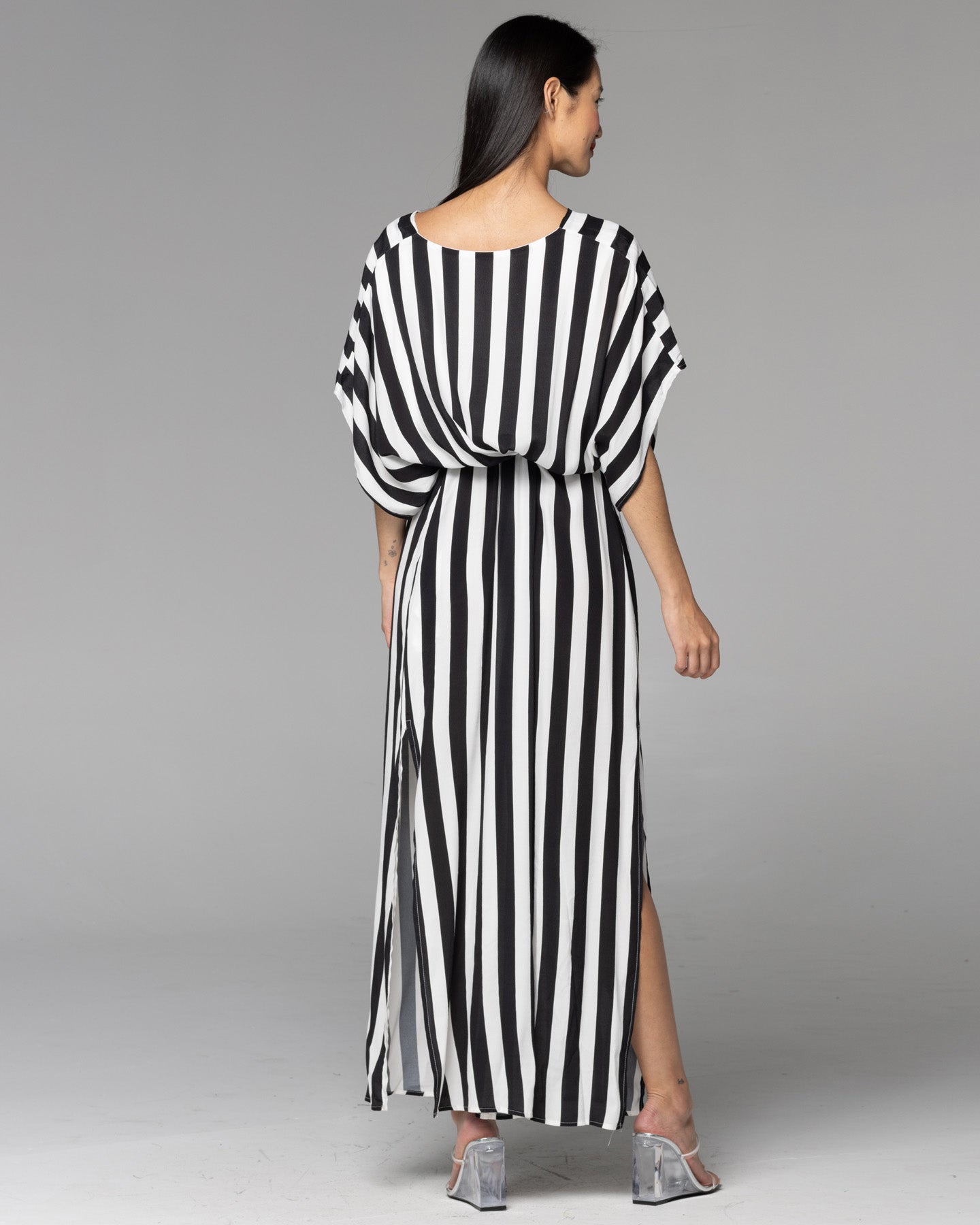 Black and outlet white striped maxi