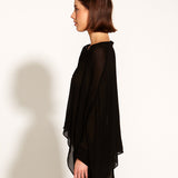 Something Beautiful Oversized Flowy Kimono Blouse - Black