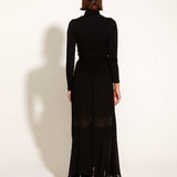 Something Beautiful Side Split Sheer Lined Midi Skirt - Black