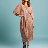 First Move Pleated Midi Dress - Golden Paisley