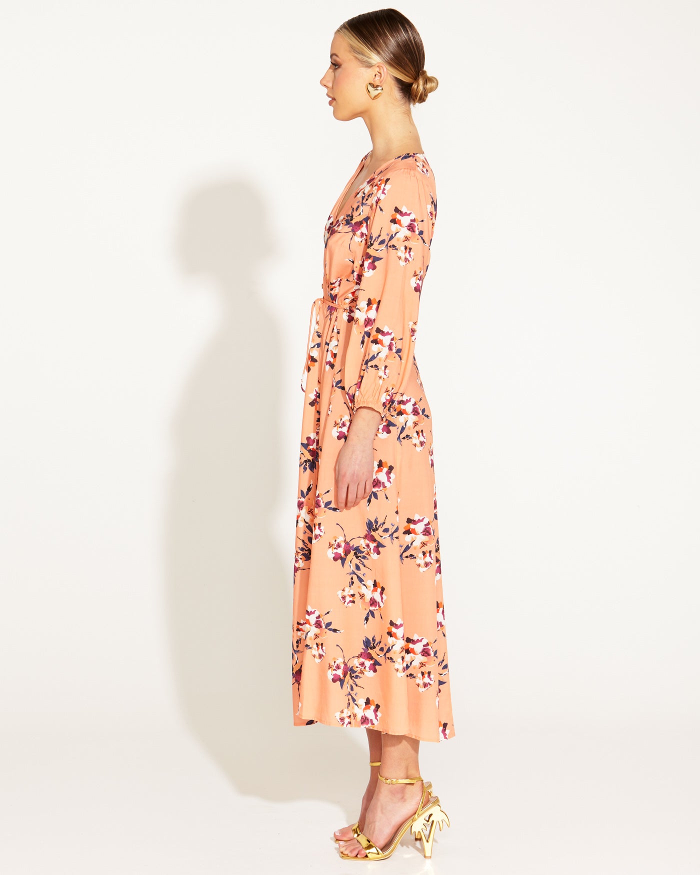 Pink flowy midi on sale dress