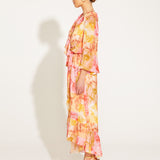 Earthly Paradise Long Sleeve Wrap Midi Dress - Paradise Floral