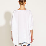 A Walk In The Park Linen Oversized Batwing Top - White