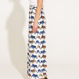 Queen Of The Jungle High-Waisted Wide Leg Pant - Blue/Brown Tiger Print